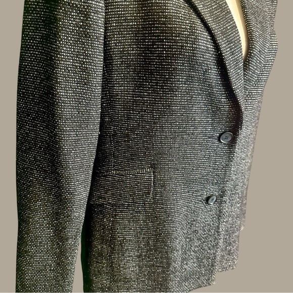 Alfani Black & White 100% Silk Tweed Button-Up Professional Work Blazer Size 8 - Picture 12 of 15